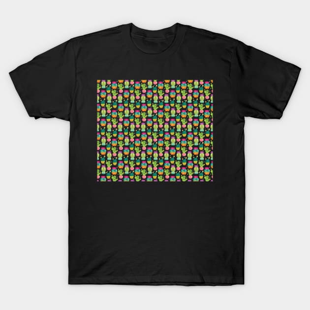 Cute Cactus Pattern T-Shirt by edwardecho